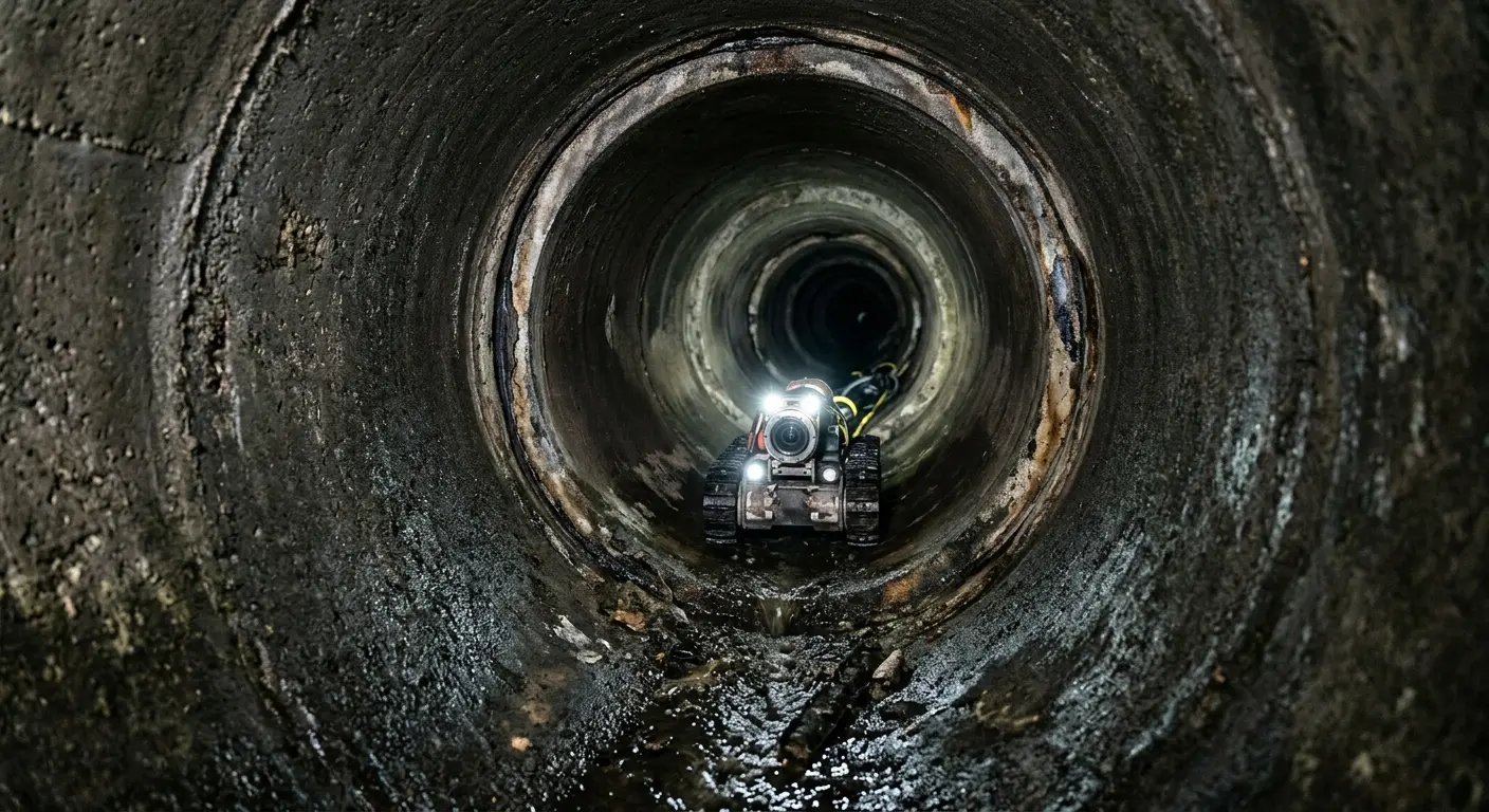 Robotic sewer camera inspecting pipe interior for Drain Snake Service in Sault Ste. Marie